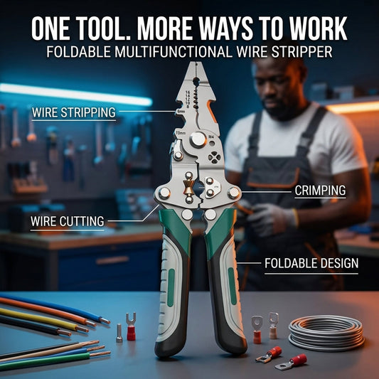 Foldable Multifunctional Wire Stripper with Pulley Design